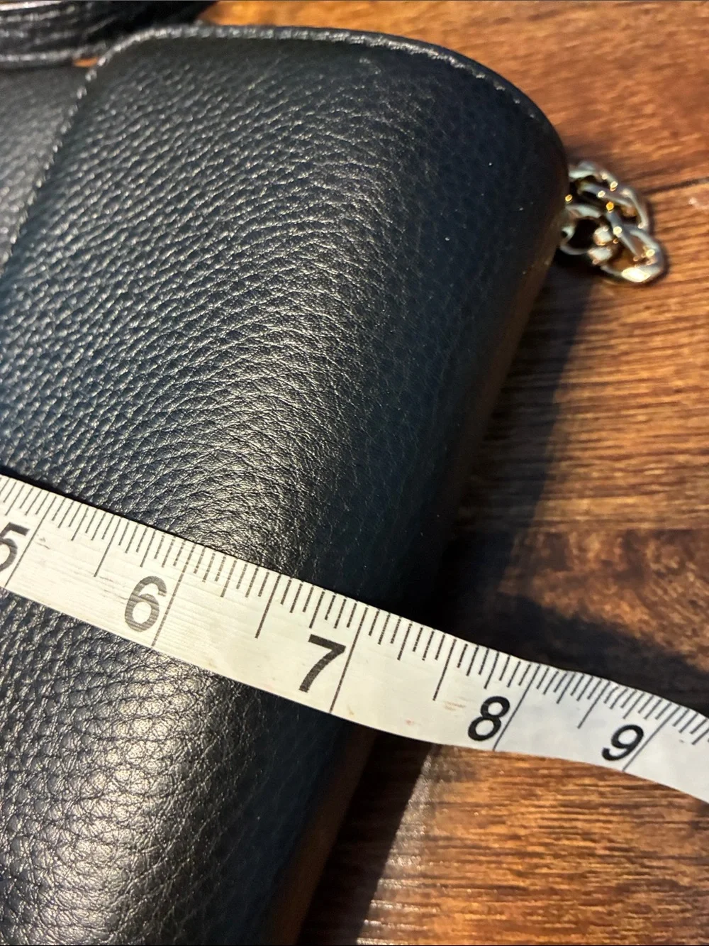 Michael Kors Black Leather Crossbody with Gold Chain Accent